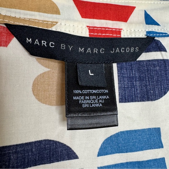 Marc by Marc Jacobs Cotton Button Front Retro Style Pleated Tie Belt Dress Large - Picture 5 of 10